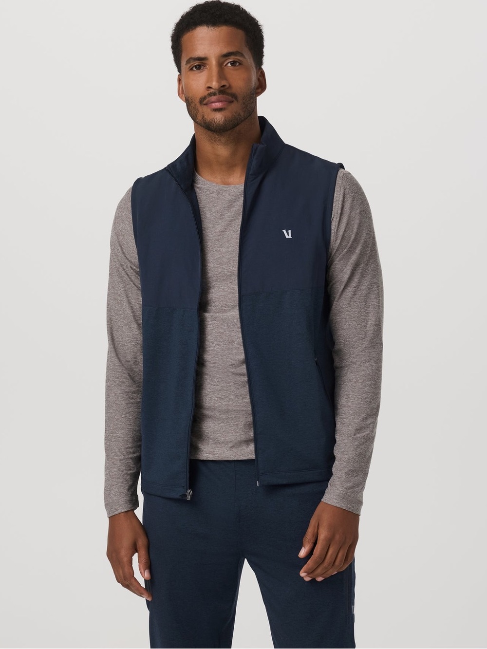 Vuori Sunday Element Performance Vest in Color Ink Heather — XL